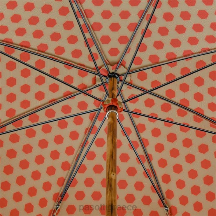 ομπρέλα | PASOTTI 142 esag-9 cr - υφασμάτινη ομπρέλα με εξάγωνο τύπωμα λαβή καστανιάς 2N6B8151 άνδρες